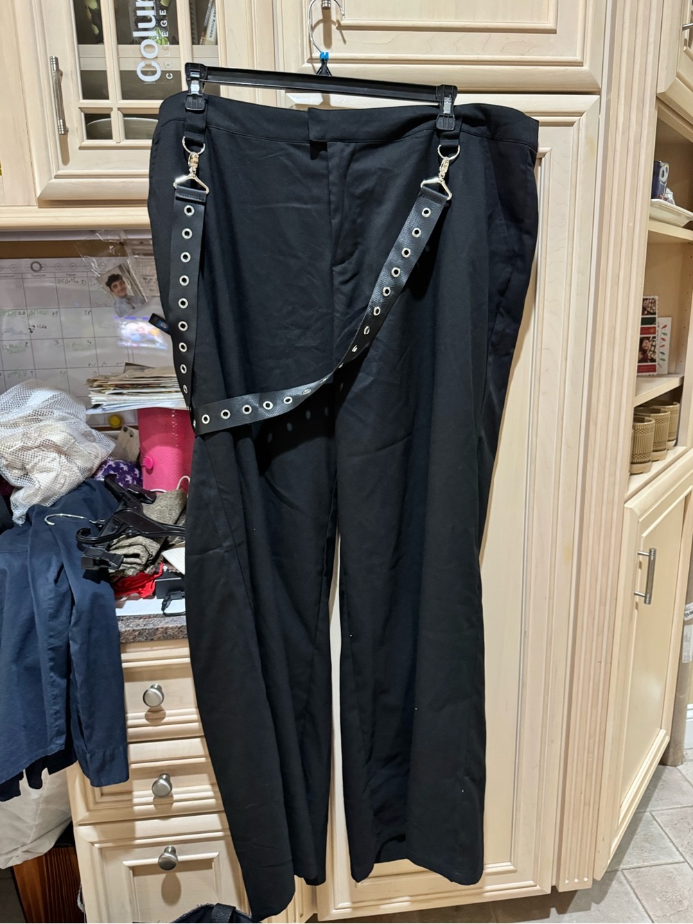 Hot Topic Black Women's Wide-Leg Trousers with Grommet Strap